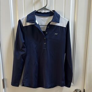 Vineyard Vines Navy and White Long Sleeve Polo Shirt